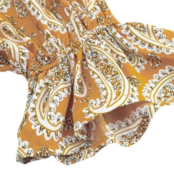 Yellow Sunny Bohemian Bliss: Paisley Long Sleeve Floral Dress size Large NWOT - Picture 10 of 14